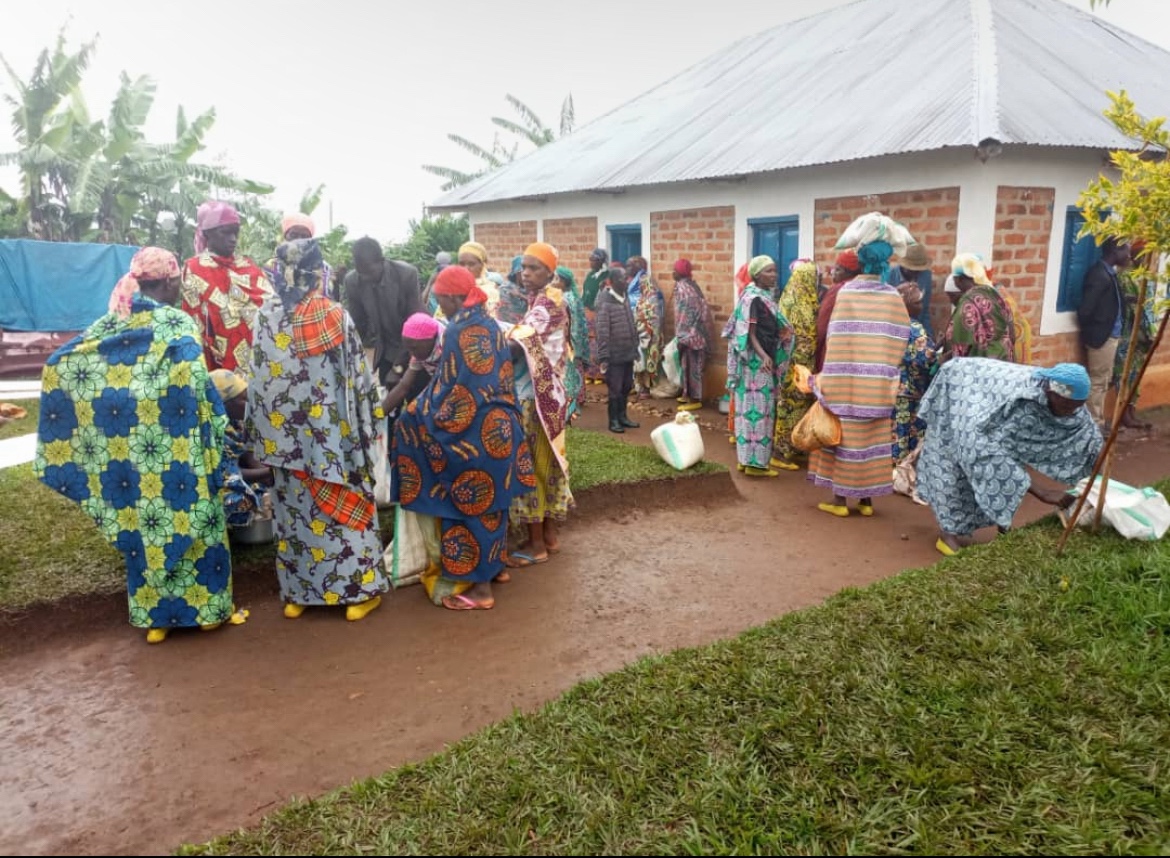 Women and community members gathered for locally led humanitarian support